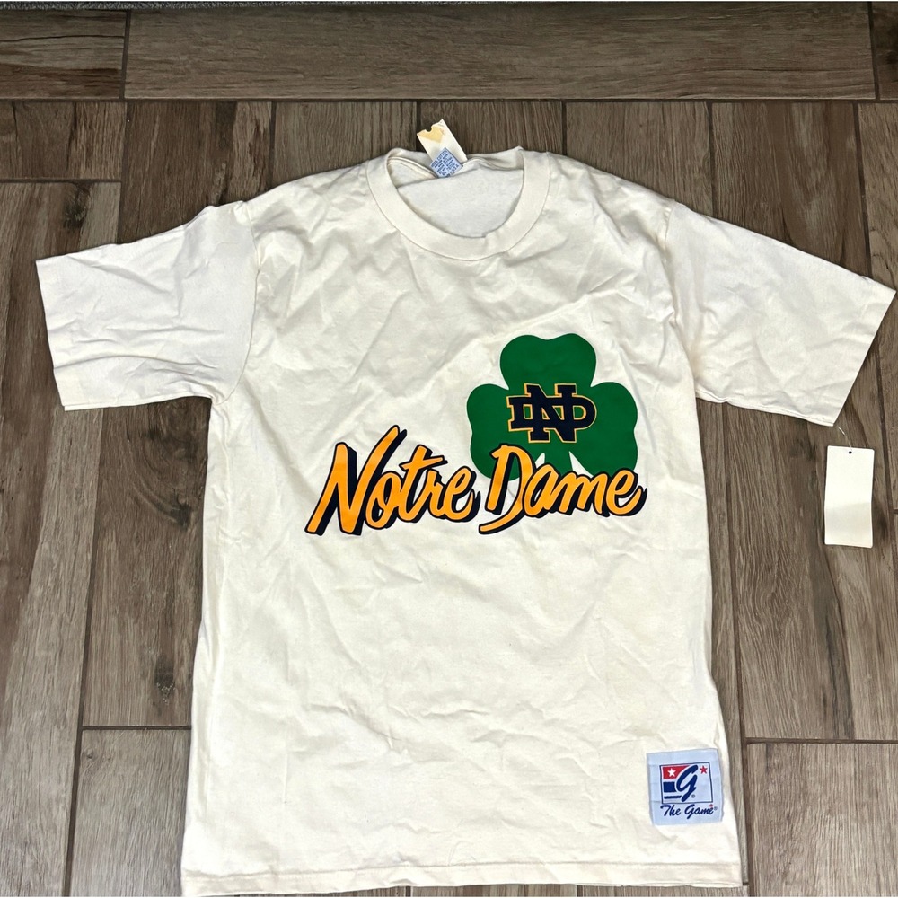 Vintage Notre Dame Fighting Irish T Shirt The Game NWT‎ Large Shamrock ND Logo